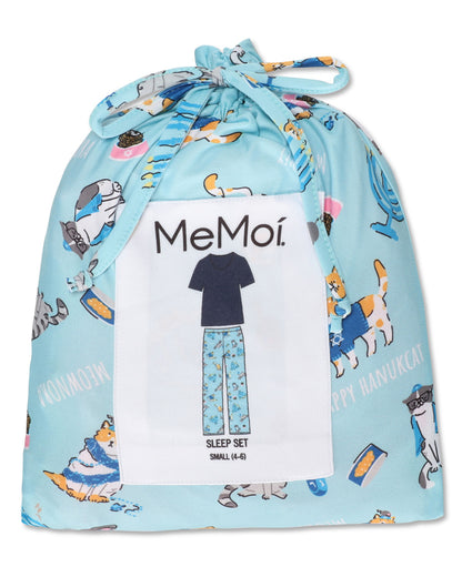 Women's Hanukcat Two-Piece PJ Set in a Bag : Color: Blue Frost