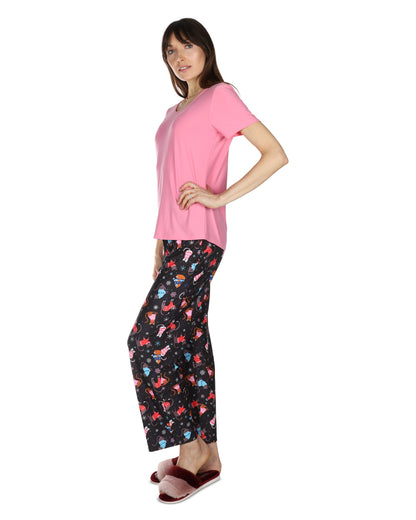 Women's Sweater Cats Two Piece PJ Set in a Bag : Color: Black