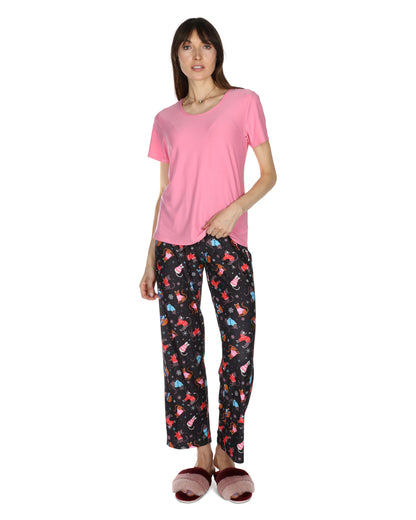 Women's Sweater Cats Two Piece PJ Set in a Bag : Color: Black