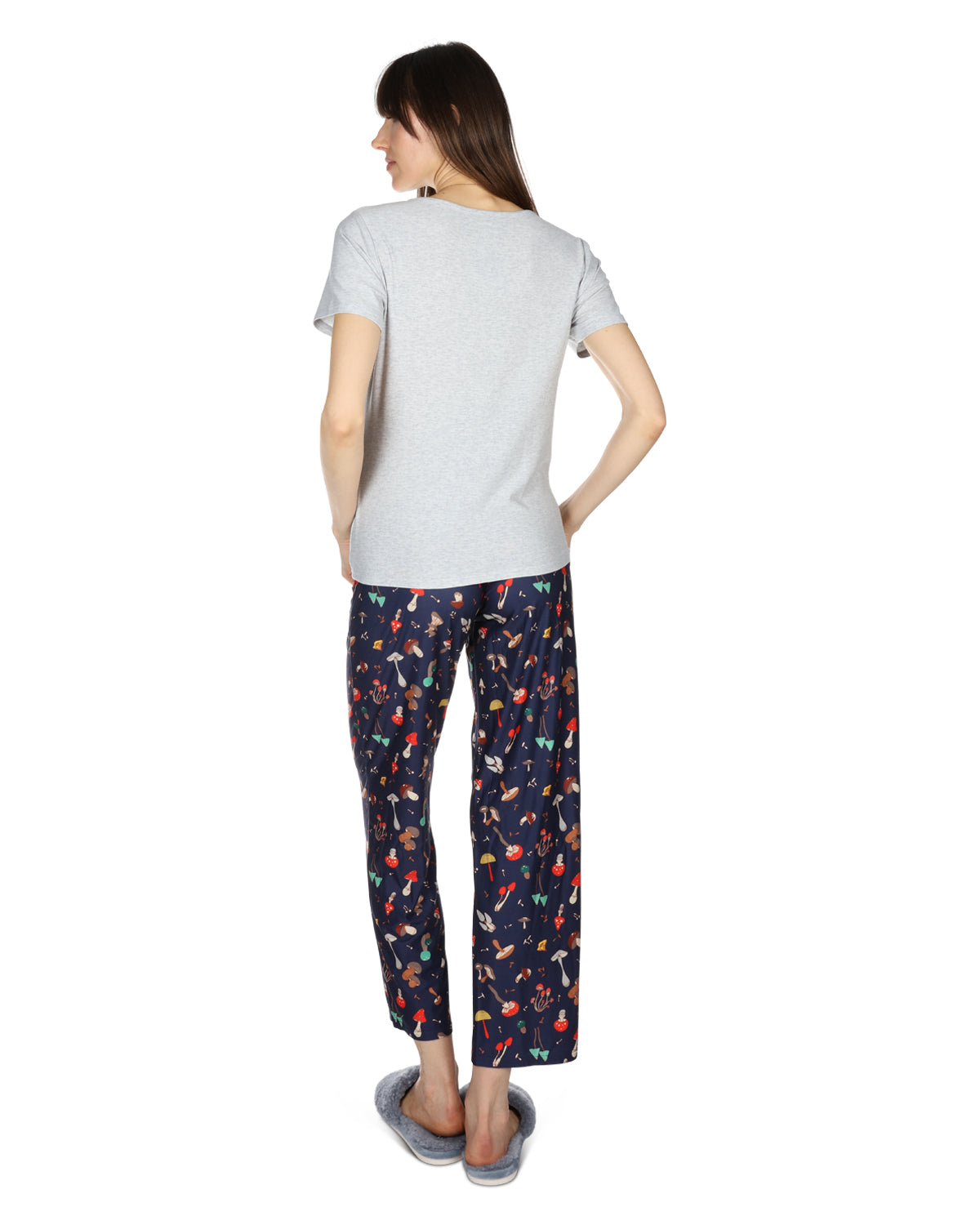 Women's Mushrooms Two Piece PJ Set in a Bag : Color: Bright Navy