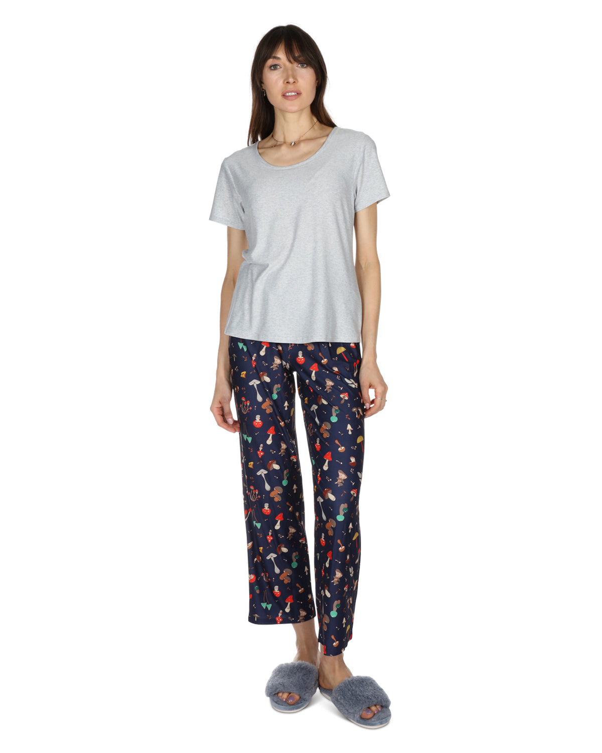 Women's Mushrooms Two Piece PJ Set in a Bag : Color: Bright Navy