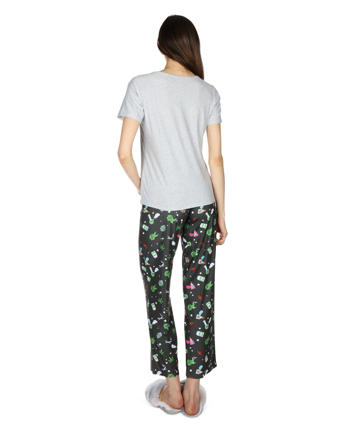 Women's Weed Two Piece PJ Set in a Bag : Color: Black