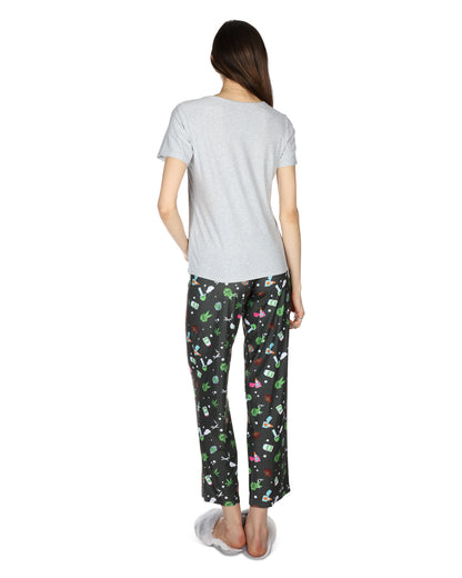 Women's Weed Two Piece PJ Set in a Bag : Color: Black