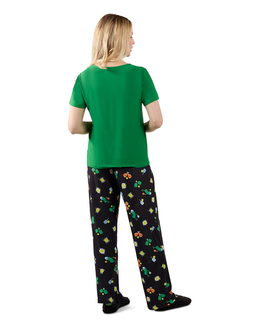 Women's Pickleball Princess Two Piece PJ Set In A Bag : Color: Forest Green