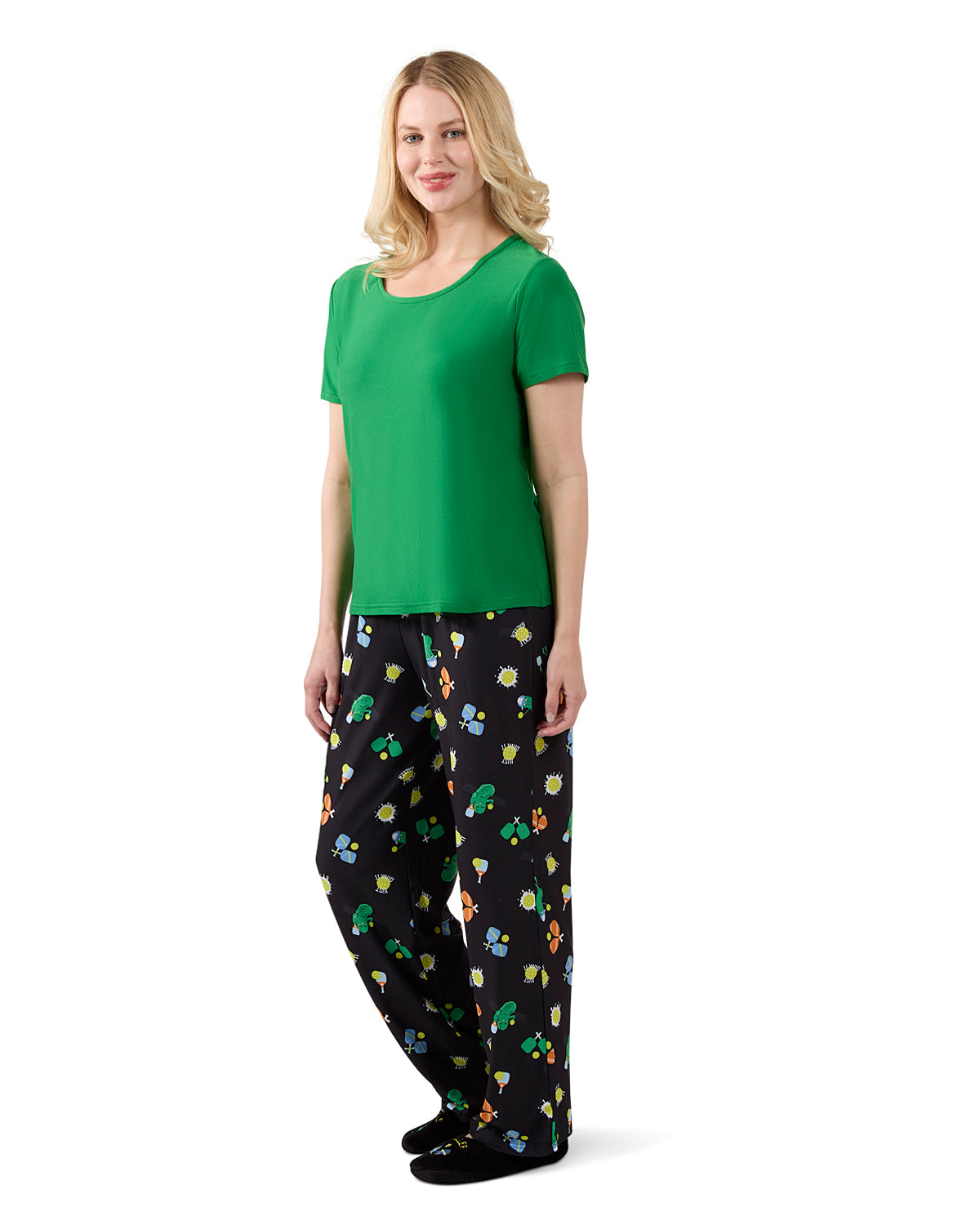 Women's Pickleball Princess Two Piece PJ Set In A Bag : Color: Forest Green
