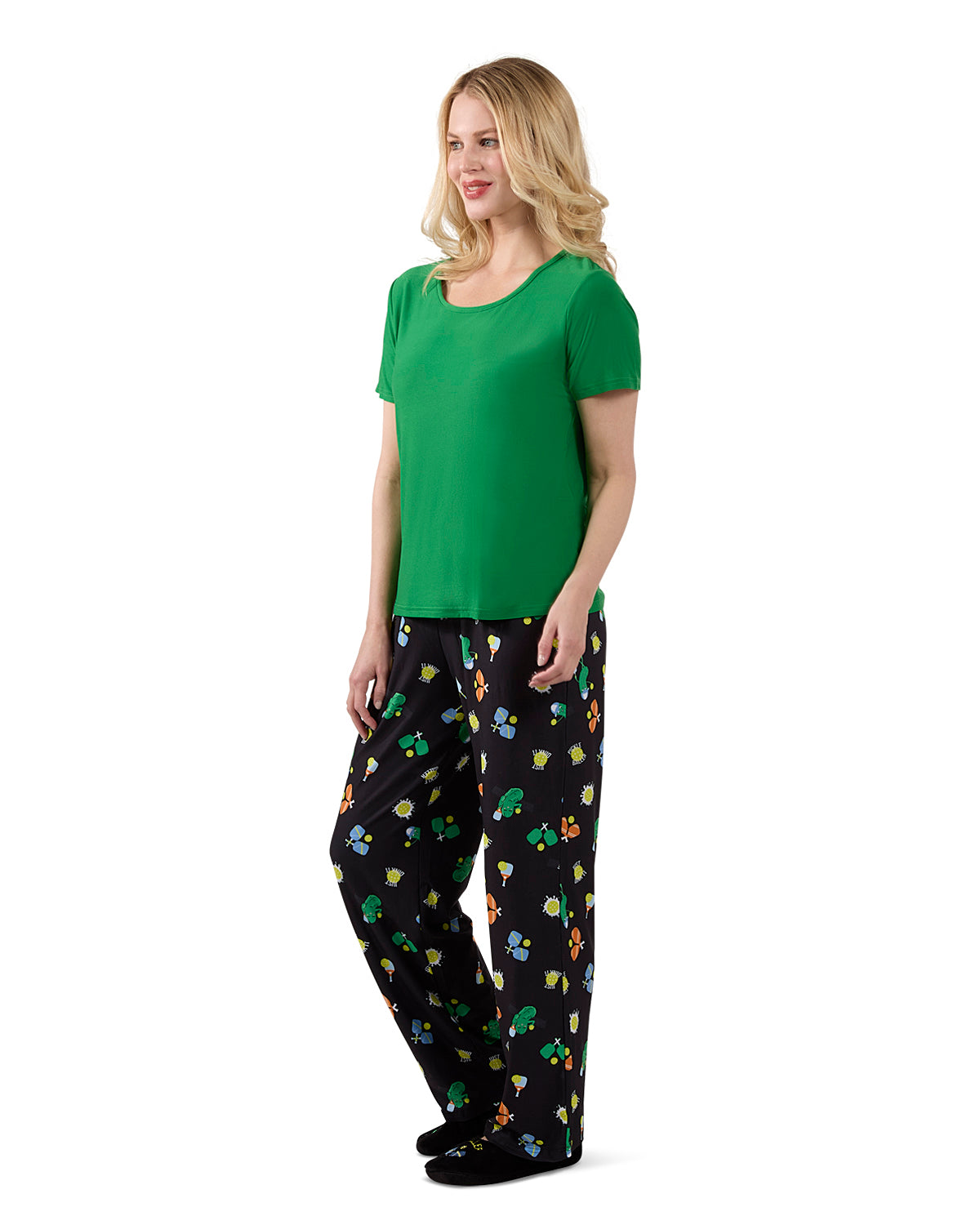 Women's Pickleball Princess Two Piece PJ Set In A Bag : Color: Forest Green
