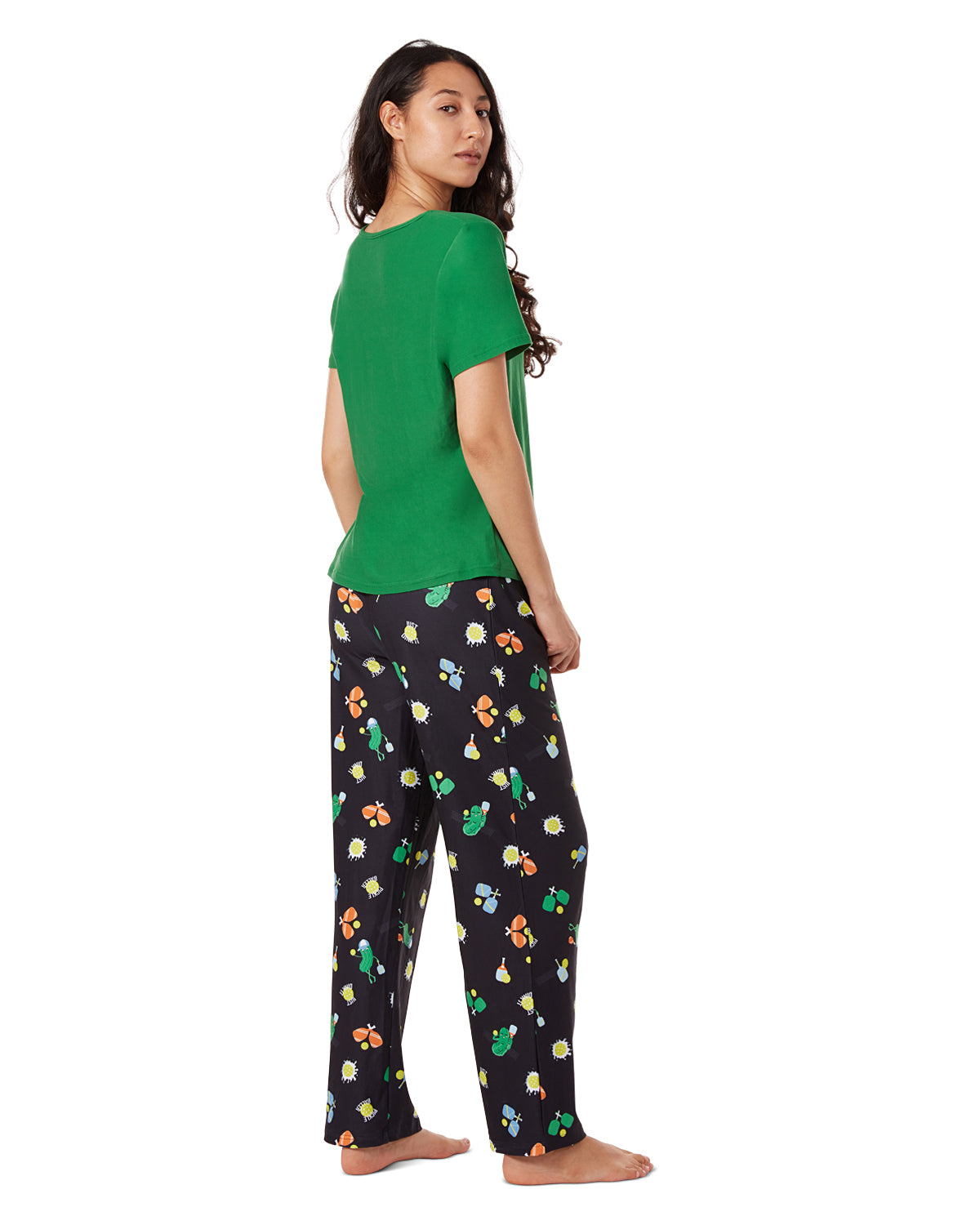 Women's Pickleball Princess Two Piece PJ Set In A Bag : Color: Forest Green