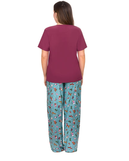 Women's Rodeo Dogs Two Piece Pj Set In A Bag : Color: Dusty Teal