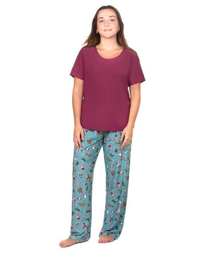 Women's Rodeo Dogs Two Piece Pj Set In A Bag : Color: Dusty Teal