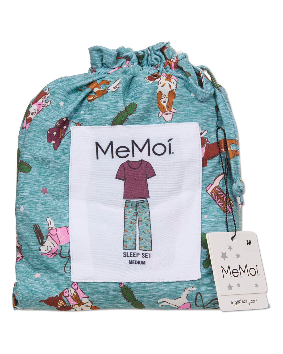 Women's Rodeo Dogs Two Piece Pj Set In A Bag : Color: Dusty Teal