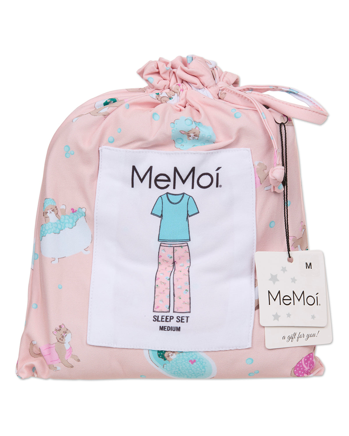 Women's Spa Kitty Two Piece PJ Set In A Bag : Color: Peachy