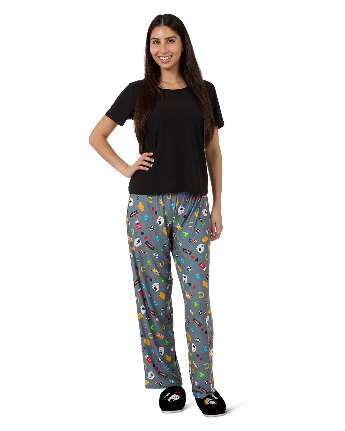 Women's Deal Me In Two Piece PJ Set In A Bag : Color: Med Gray Heather