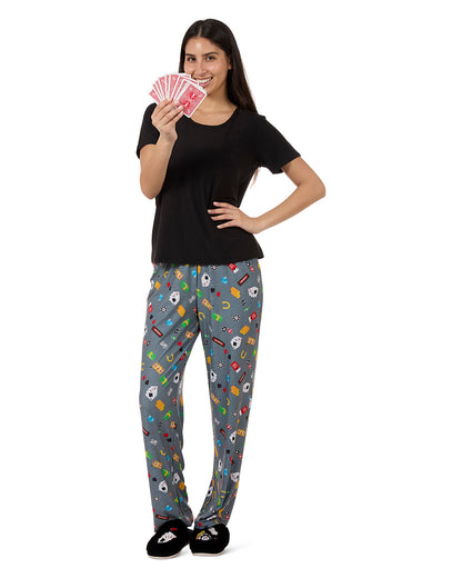 Women's Deal Me In Two Piece PJ Set In A Bag : Color: Med Gray Heather