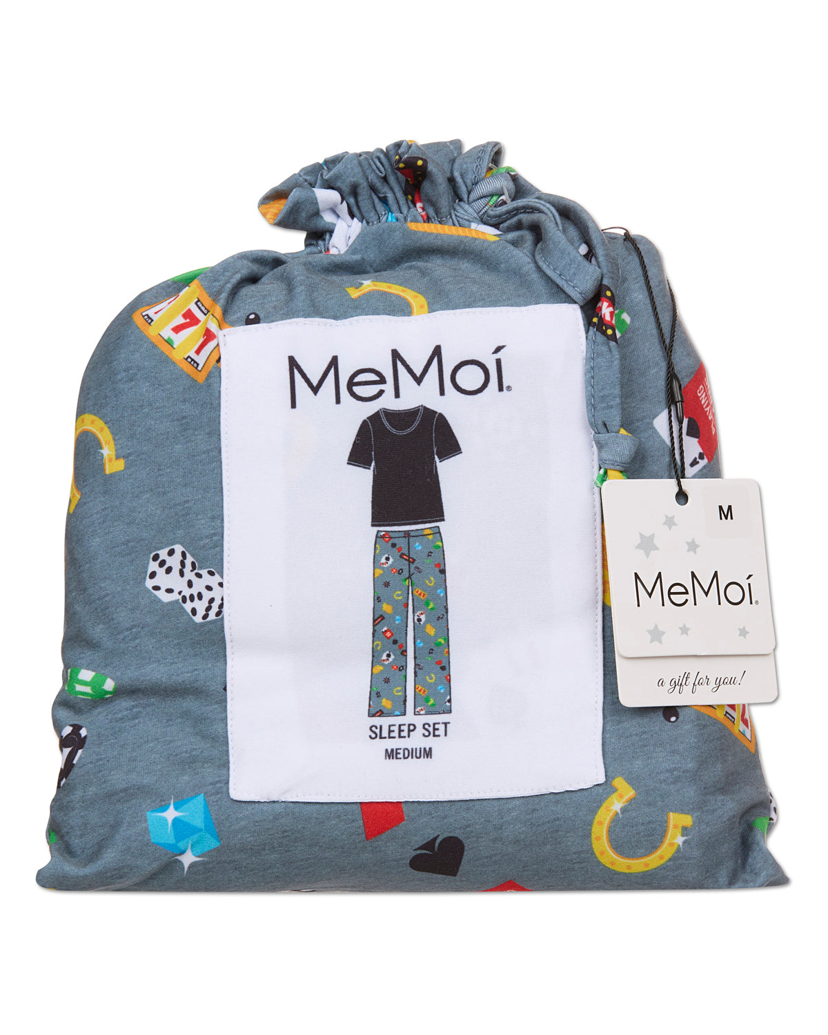 Women's Deal Me In Two Piece PJ Set In A Bag : Color: Med Gray Heather