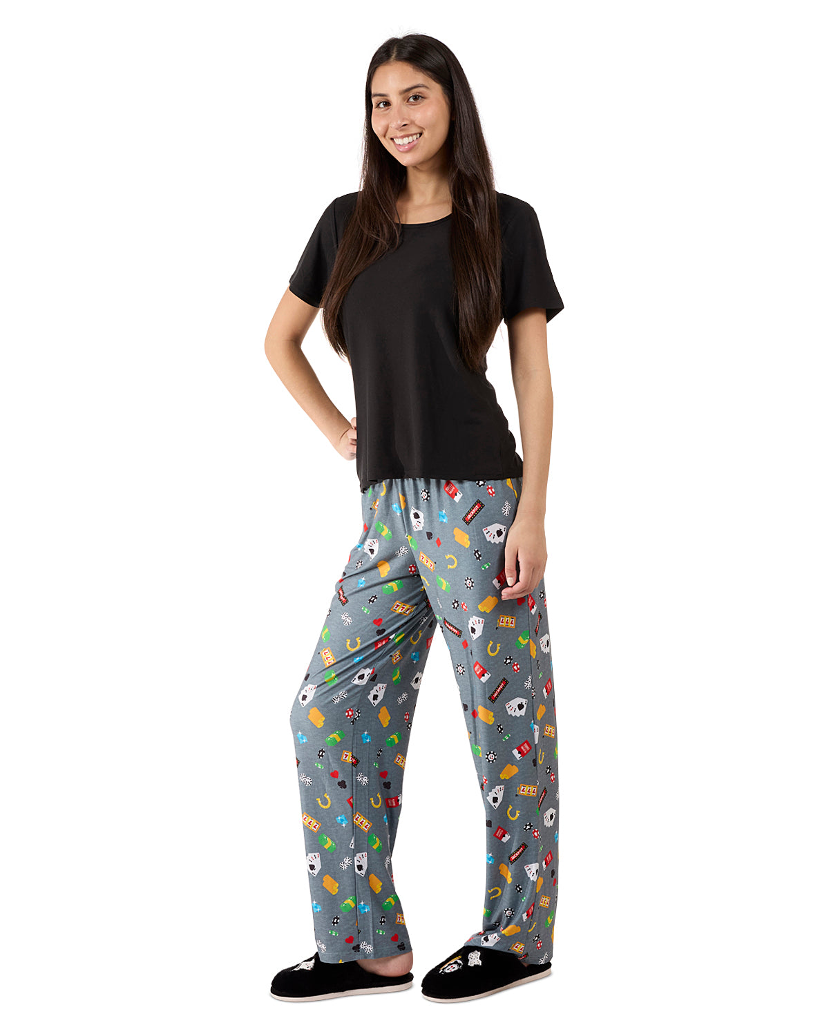 Women's Deal Me In Two Piece PJ Set In A Bag : Color: Med Gray Heather