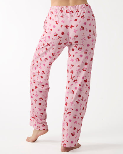 Women's "Cherry & Bows" Pull-On PJ Pant In Bag