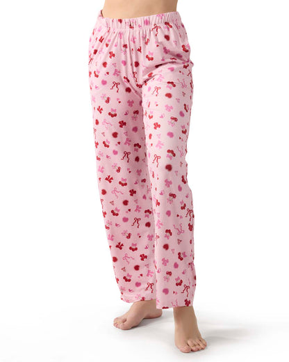 Women's "Cherry & Bows" Pull-On PJ Pant In Bag