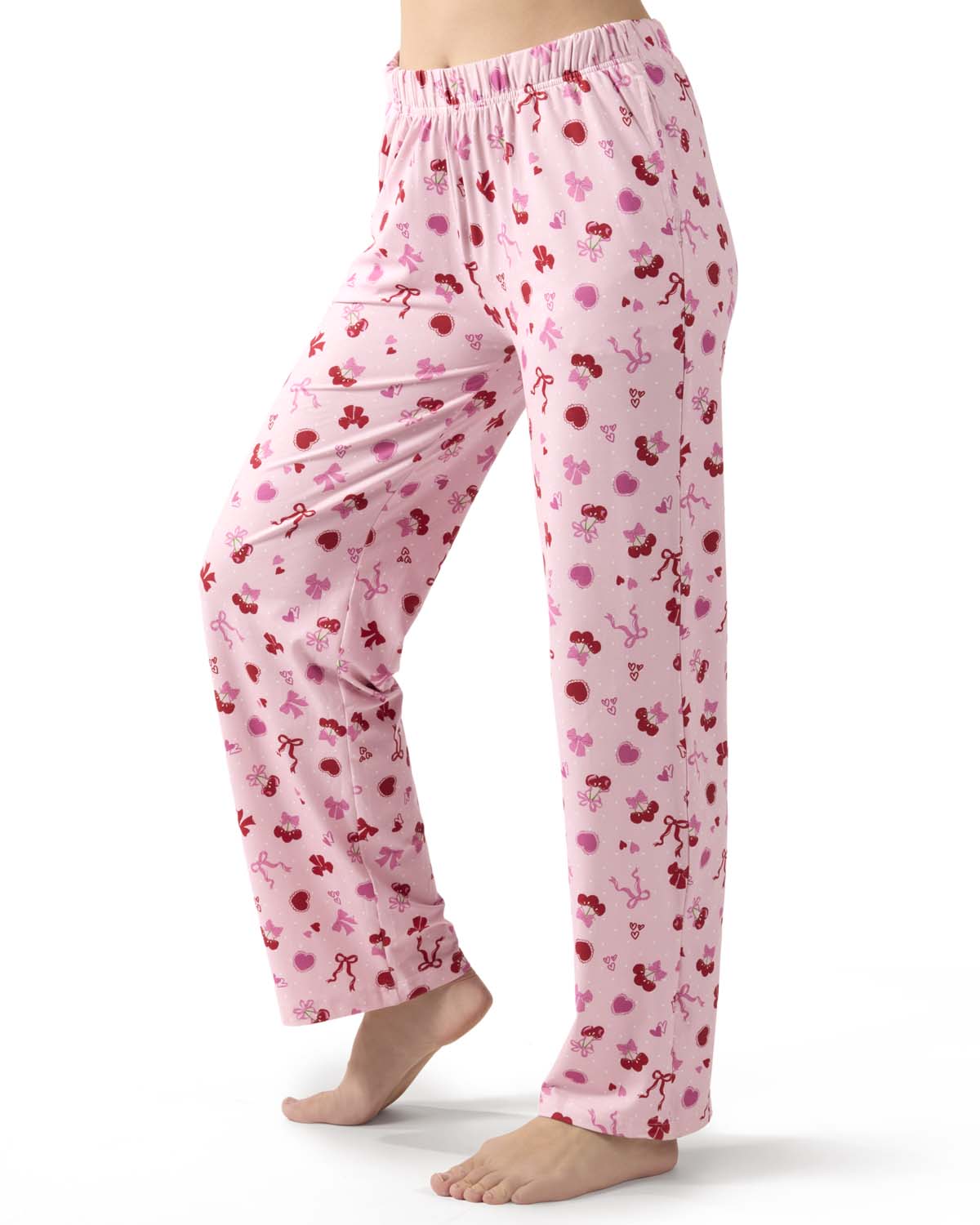 Women's "Cherry & Bows" Pull-On PJ Pant In Bag