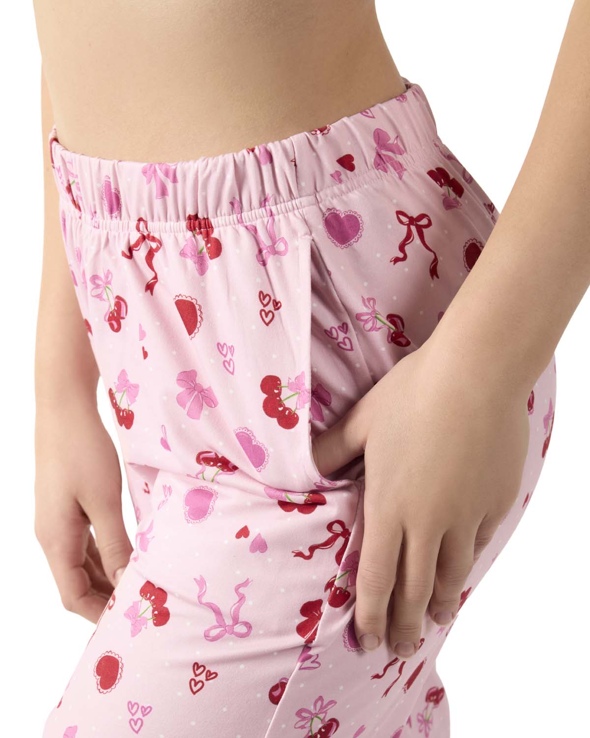 Women's "Cherry & Bows" Pull-On PJ Pant In Bag
