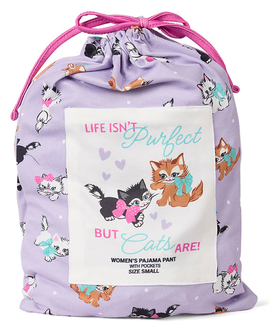 Women's Retro Cats Giftable Novelty Pajama Pant In Bag