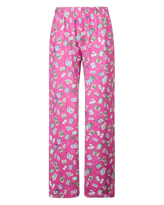 Women's "Mahjong Is My Happy Hour" Giftable Pajama Pant In Bag