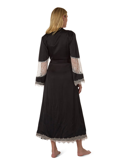 Women's Lace Trimmed Robe : Color: Black