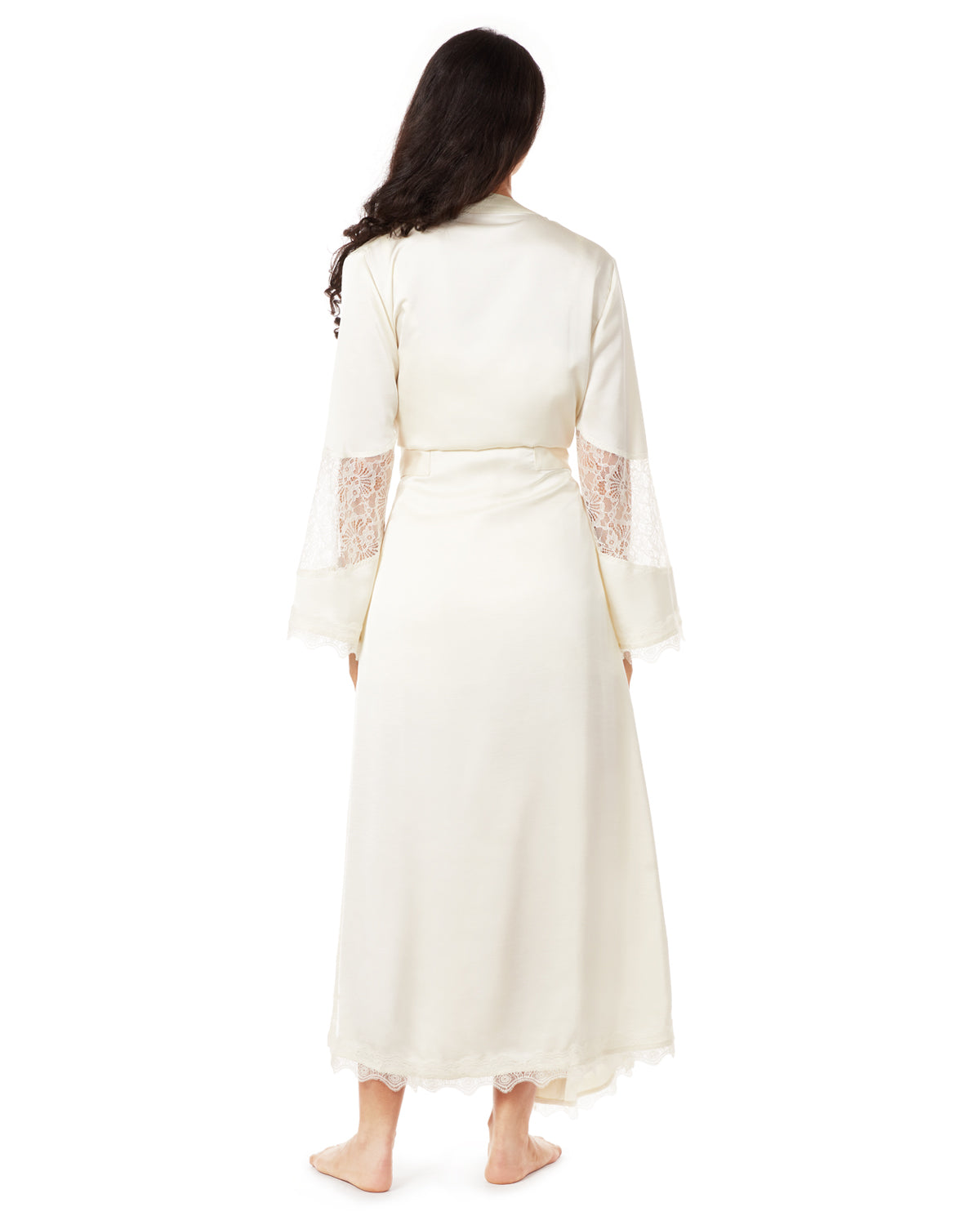 Women's Lace Trimmed Robe : Color: Pearl
