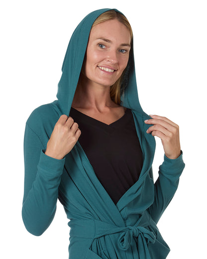 Women's Long Ribbed Morning Robe : Color: Navy