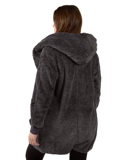 Women's Marled Plush Hooded Lounge Sweater with Shawl Collar