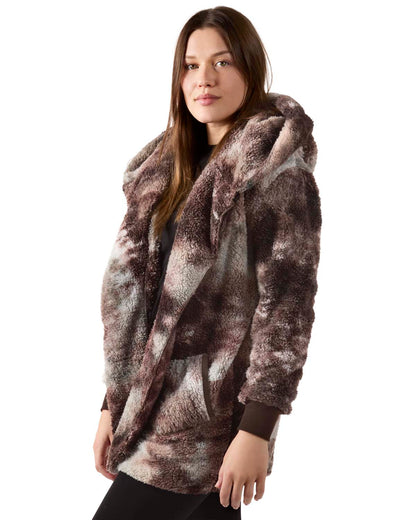 Women's Tie Dye Plush Hooded Cardigan Sweater