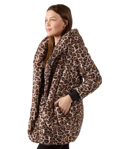 Women's Leopard Plush Hooded Cardigan