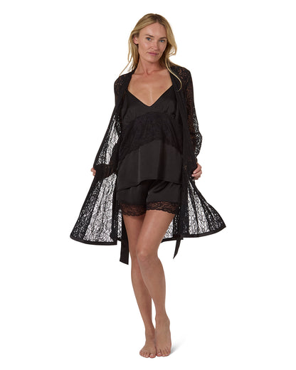 Women's Fully Laced Robe : Color: Black