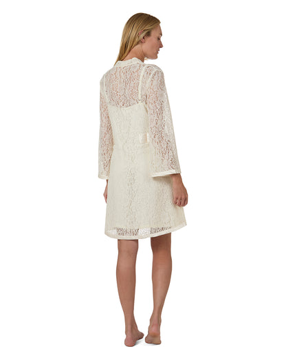 Women's Fully Laced Robe : Color: Pearl