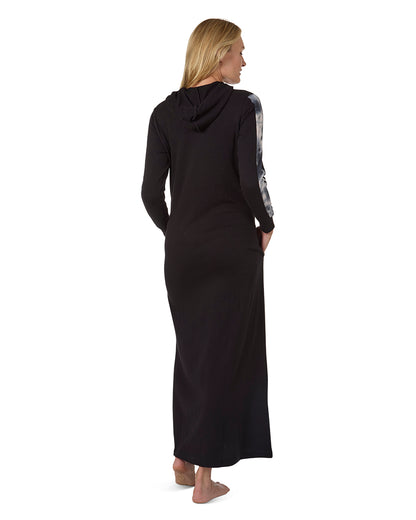 Women's Cotton Blend French Terry Ankle-Length Zip Robe : Color: Black