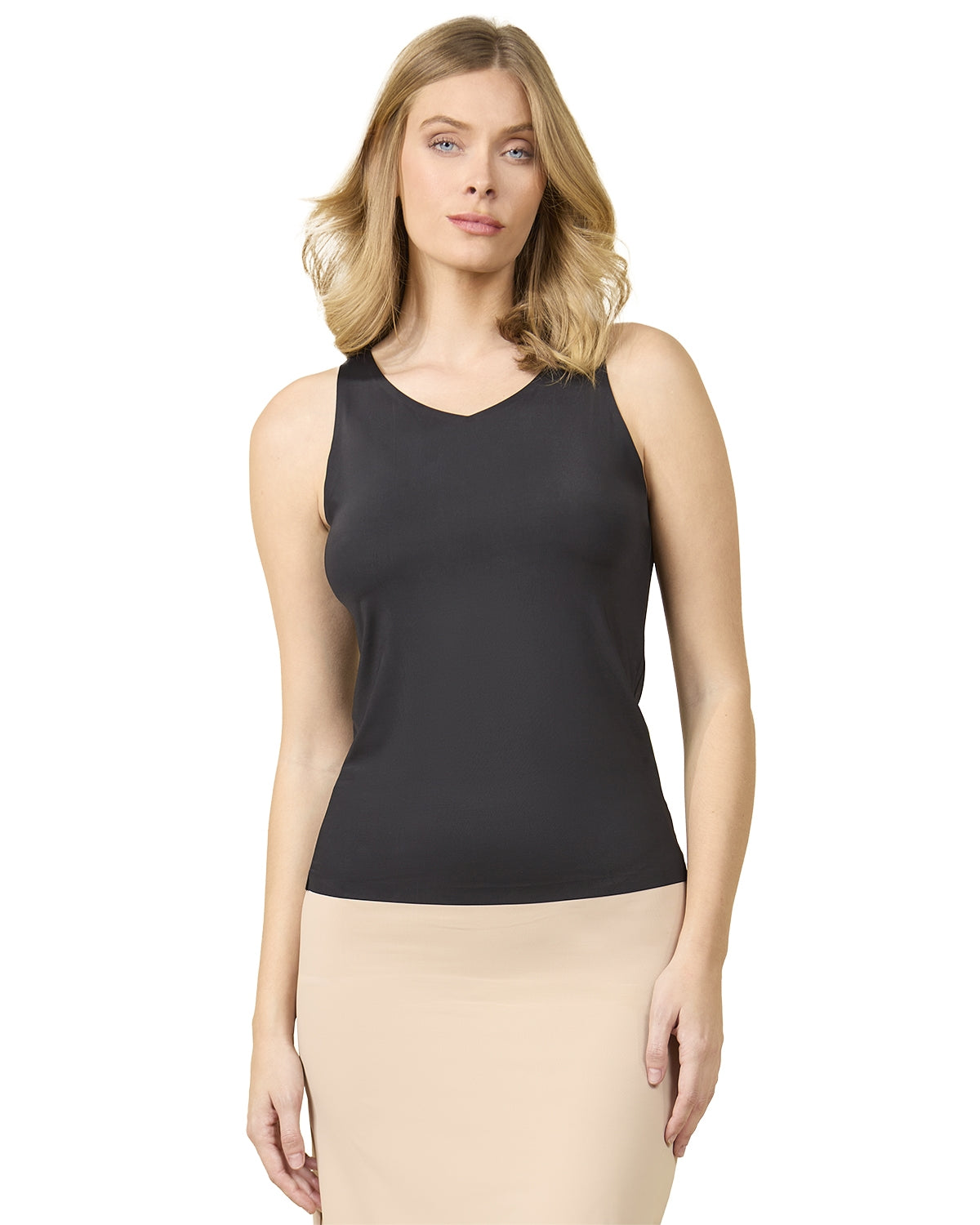 Women's Bonded Reversible Comfort Tank Top : Color: BLACK
