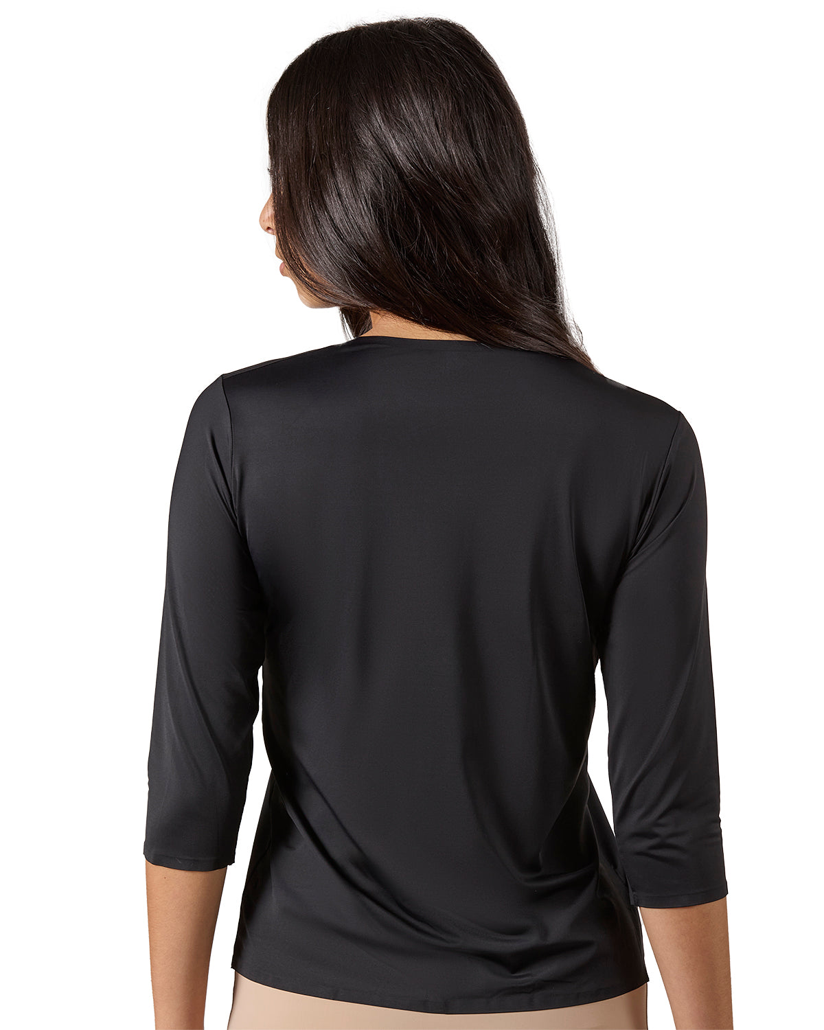 Women's Bonded 3/4" Sleeve Top : Color: Black