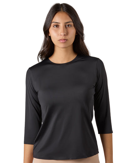 Women's Bonded 3/4" Sleeve Top : Color: Black