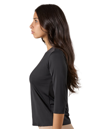 Women's Bonded 3/4" Sleeve Top : Color: Black