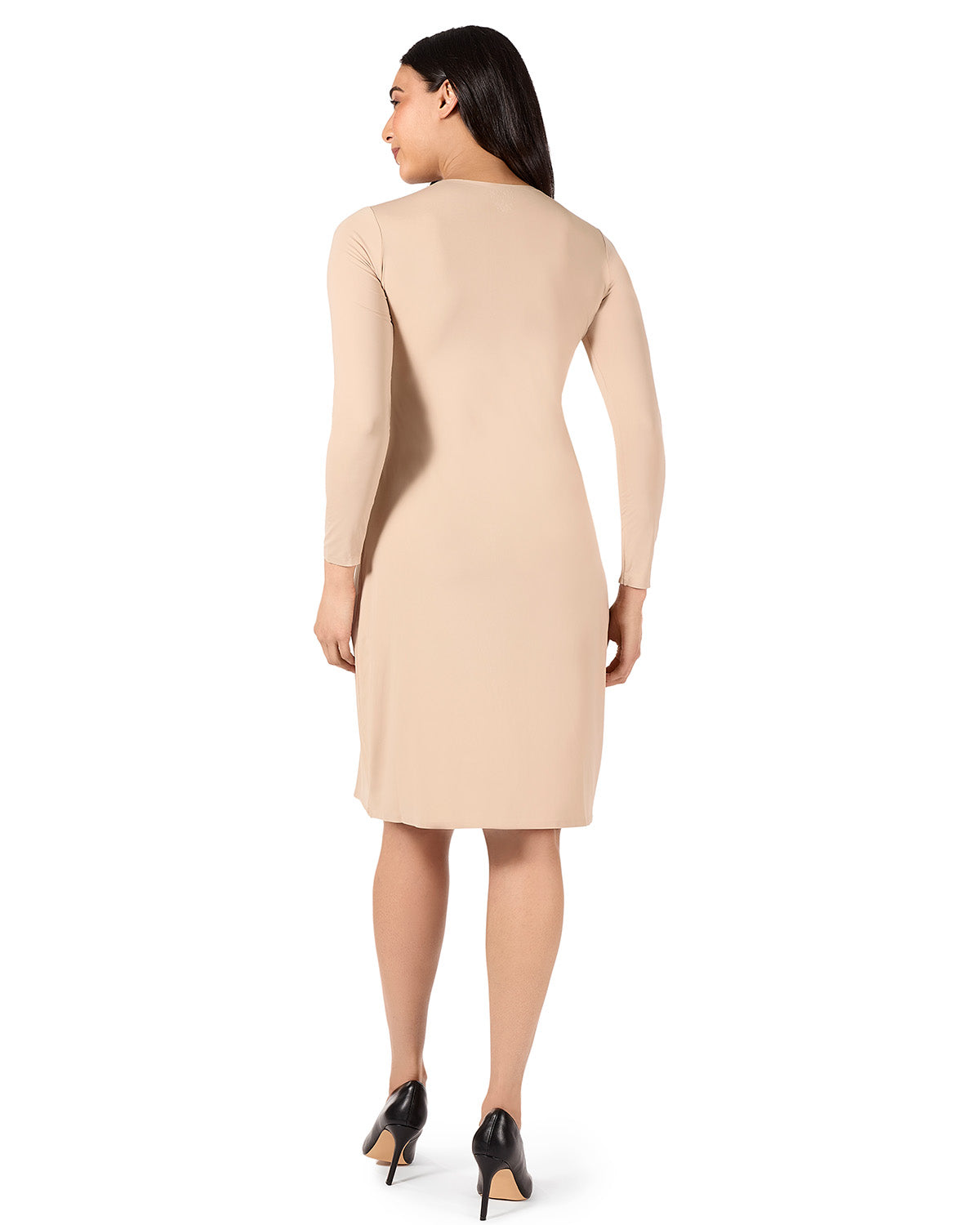 Women's Bonded Long Sleeve Slip Dress