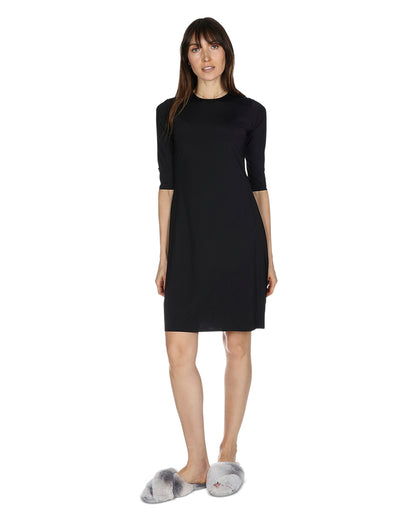 Women's Bonded Quarter Sleeve Slip Dress : Color: Black