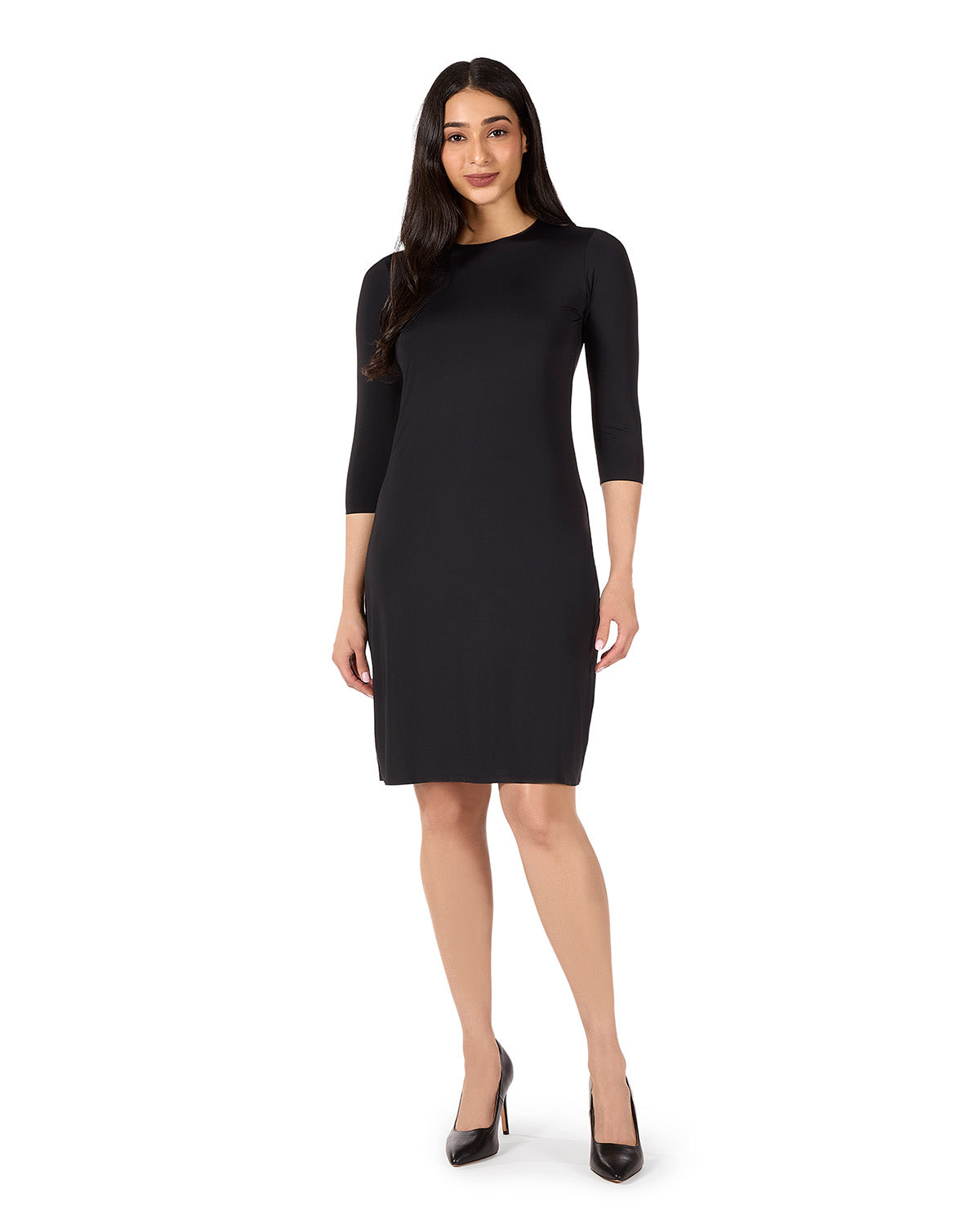 Women's Silky-Smooth Bonded 3/4-Sleeve 38" Slip Dress