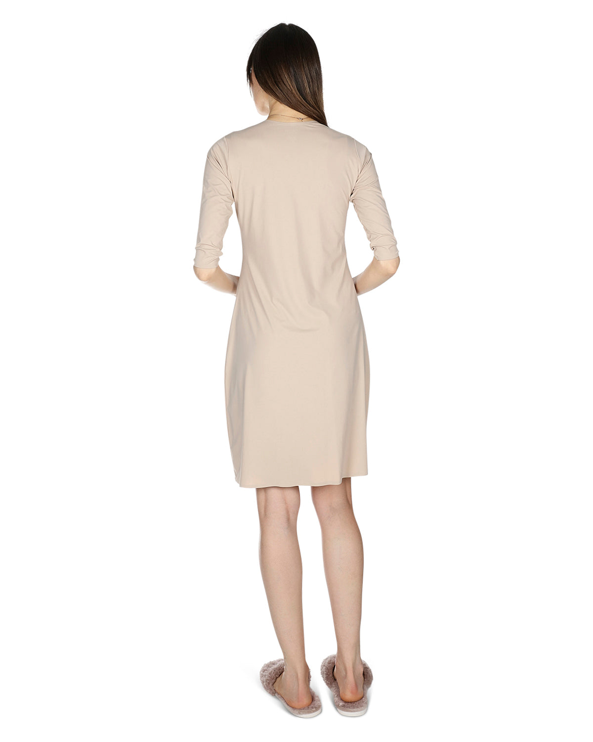 Women's Bonded Quarter Sleeve Slip Dress : Color: Nude