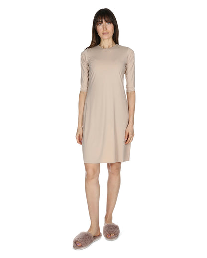 Women's Bonded Quarter Sleeve Slip Dress : Color: Nude