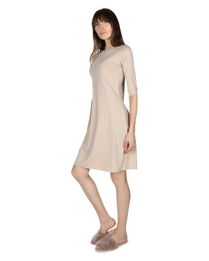 Women's Bonded Quarter Sleeve Slip Dress : Color: Nude