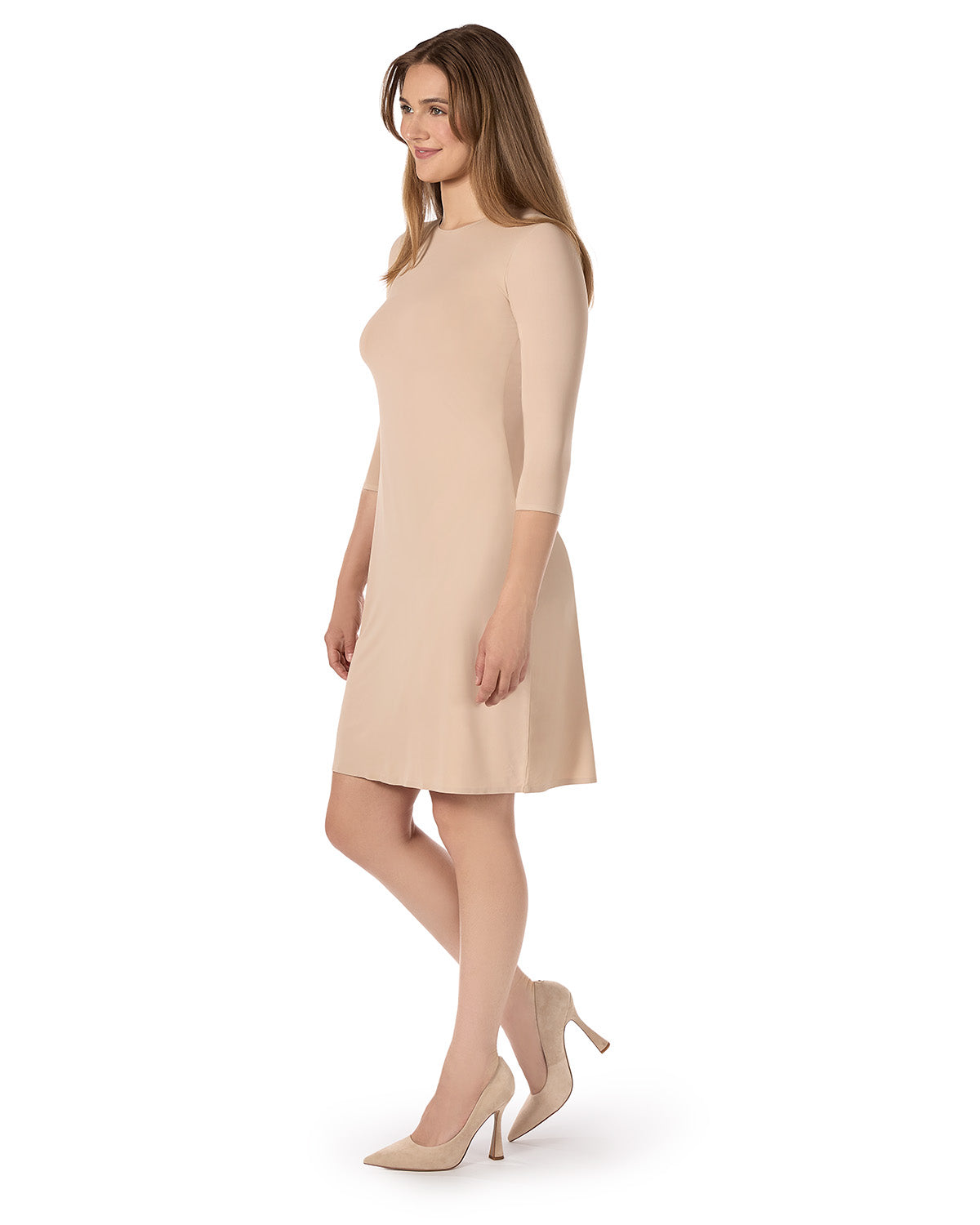 Women's Bonded Long Sleeve Slip Dress