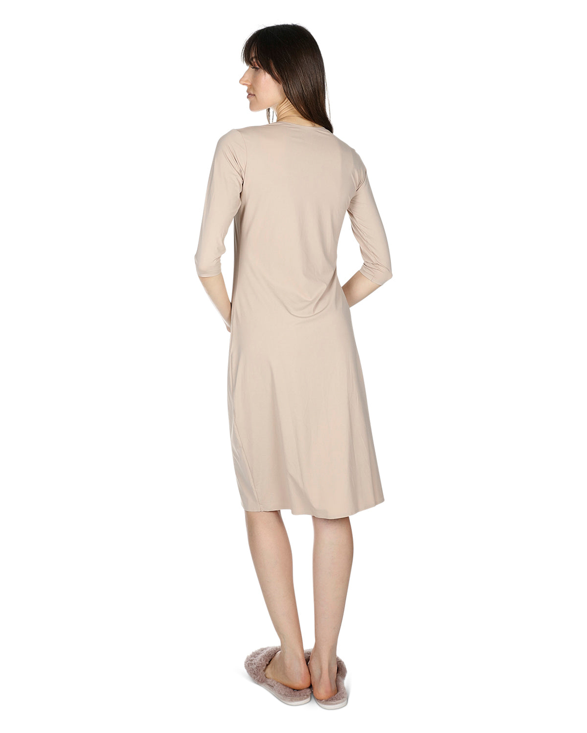 Women's Bonded Quarter Sleeve Slip Dress : Color: Nude