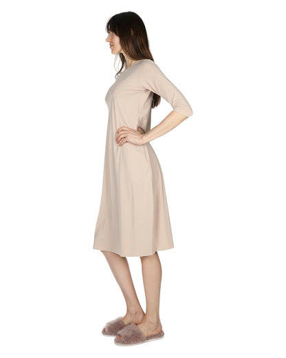 Women's Bonded Quarter Sleeve Slip Dress : Color: Nude