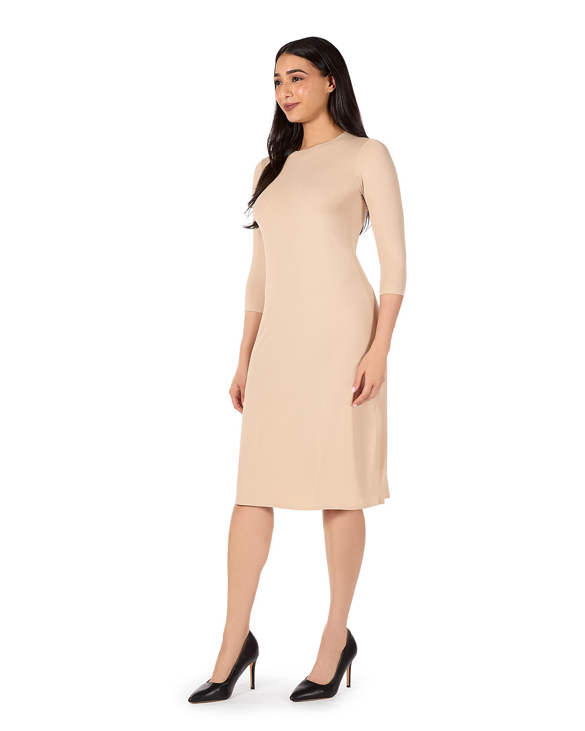 Women's Silky-Smooth Bonded 3/4-Sleeve 42" Slip Dress