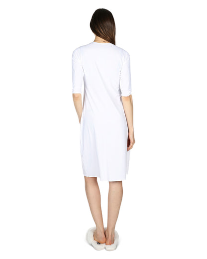 Women's Bonded Quarter Sleeve Slip Dress : Color: White