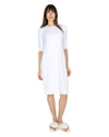 Women's Bonded Quarter Sleeve Slip Dress : Color: White
